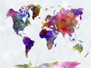 World Map 4k Dark Watercolors Wallpaper