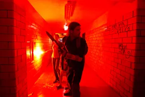 World War Z Red Hallway Wallpaper