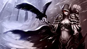 Wow Sylvanas Windrunner With Crow Wallpaper