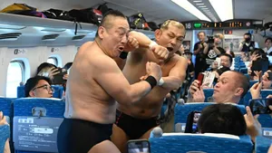 Wrestlers Clashon Train Wallpaper