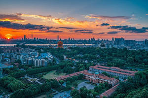 Wuhan City Orange Sunset Wallpaper