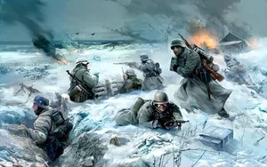 Ww2 Soldiers In Snow Art Wallpaper