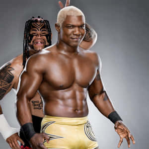 Wwe Superstar Shelton Benjamin Posing With Umaga Wallpaper