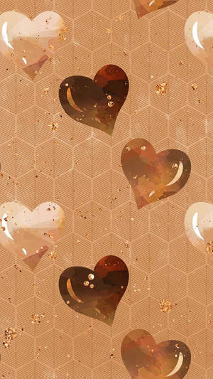 Y2k Hearts In Aesthetic Brown Colours Wallpaper