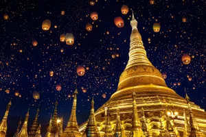 Yangon Lanterns Shwedagon Wallpaper