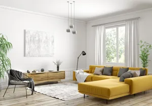 Yellow Accent Home Sofa Wallpaper