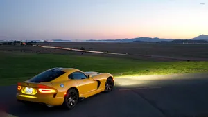 Yellow Dodge Viper At Sunset Wallpaper