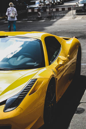 Yellow Ferrari 458 Italia On Road Wallpaper