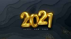 Yellow Foil Happy New Year 2021 Balloons Wallpaper