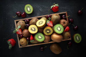 Yellow Green Kiwi Box Wallpaper