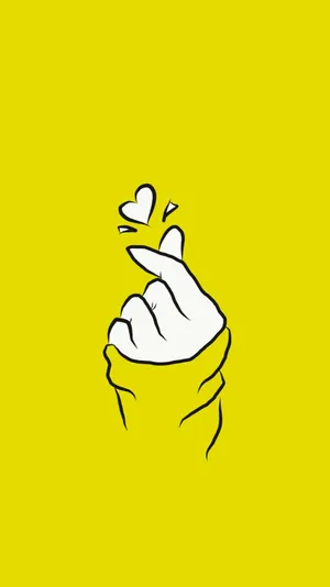 Yellow Korean Finger Heart Wallpaper