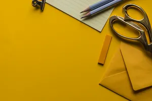 Yellow School Supplies Wallpaper