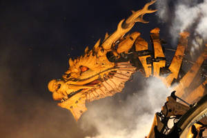 Yellow Skeleton Dragon Robot Wallpaper