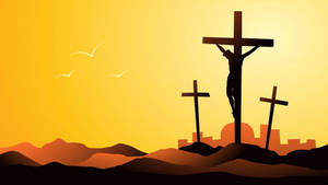 Yellow Vector Art Jesus Cross Wallpaper