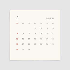 Yellowish White Minimalist 2023 February Calendar Wallpaper