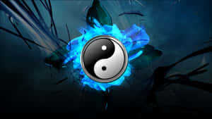 Yin Yang 4k On Blue Flame Abstract Wallpaper