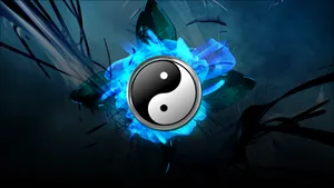 Yin Yang 4k On Blue Flame Abstract Wallpaper