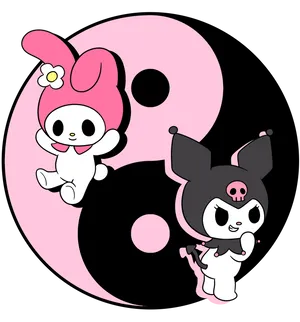 Yin Yang Kuromi And Melody Wallpaper