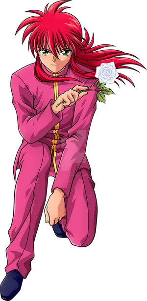 Yoko Kurama With White Rose Wallpaper