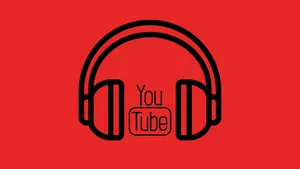 Youtube Logo Between Headphones Wallpaper