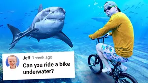 Youtuber Unspeakable Riding Bike Underwater Wallpaper