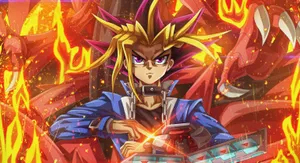 Yugi On Fire Wallpaper