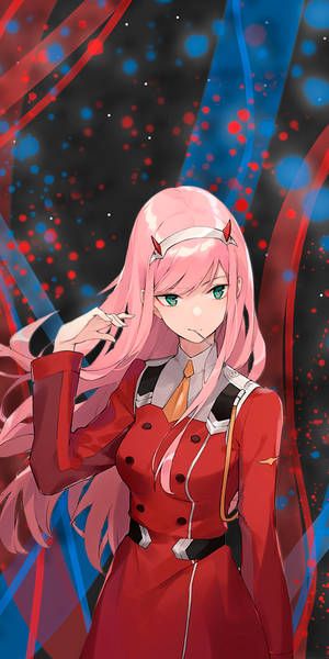 Zero Two Caressing Hair Phone Wallpaper