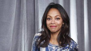 Zoe Saldana Silver Curtain Wallpaper