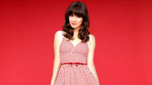 Zooey Deschanel Red And White Aesthetic Wallpaper