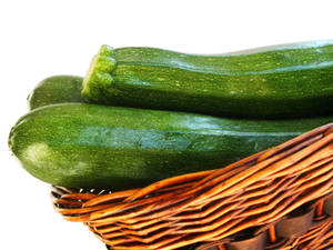 Zucchinis In A Woven Wicker Basket Wallpaper